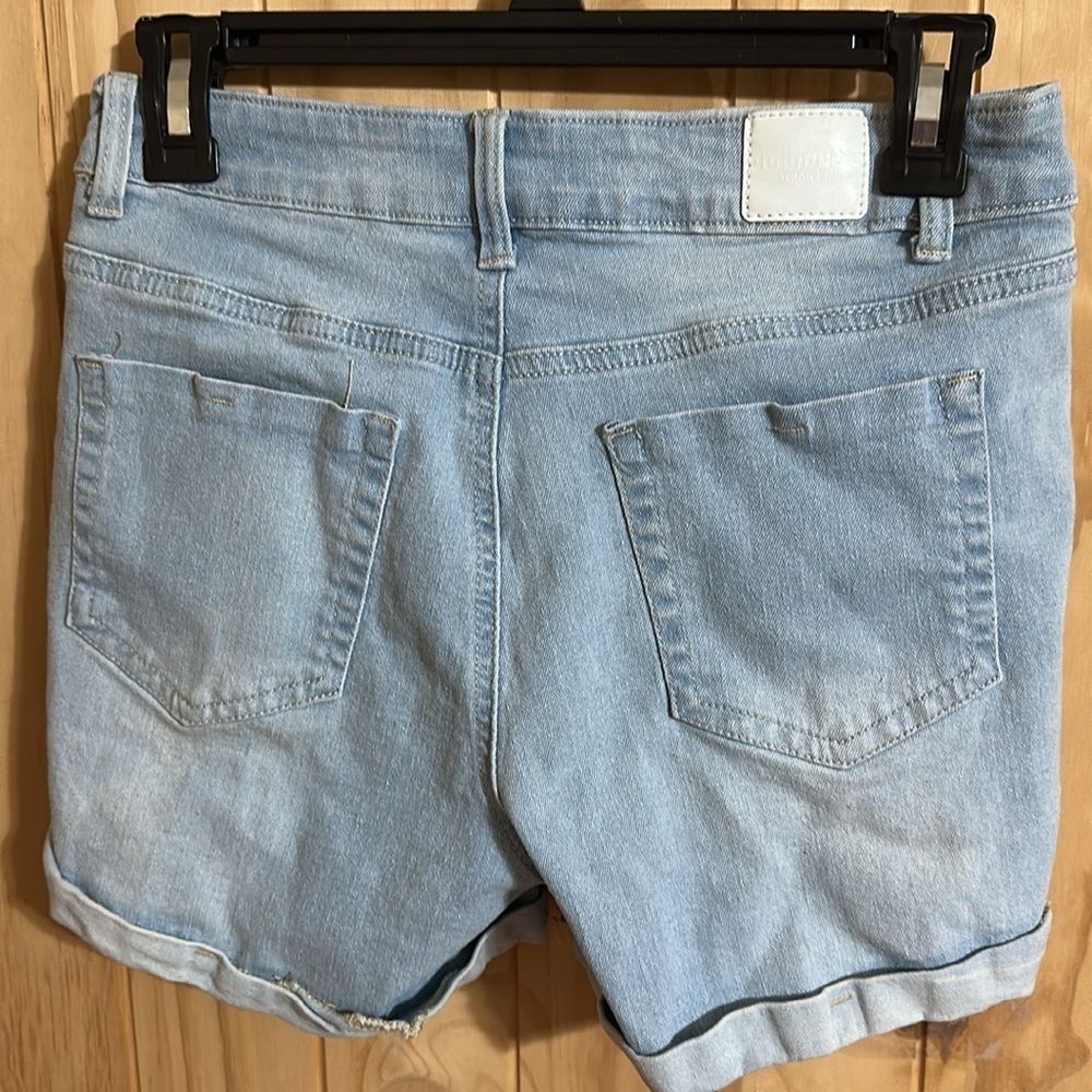 DOLLHOUSE x You Are Beautiful Distressed Light Blue Denim Shorts - Picture 4 of 6